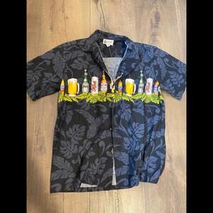Aloha republic Hawaiian party shirt, medium beer